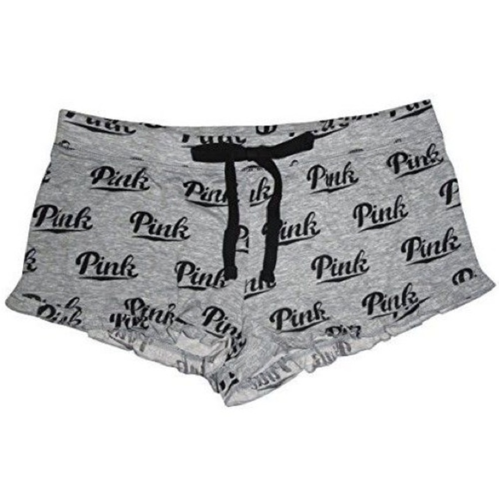 PINK Grey Ruffle Sleep Shorts